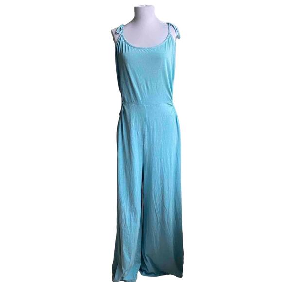 ASOS Designs Wide Leg Side Cutout Shoulder Tie Jersey Jumpsuit Size 16 Tall Boho - Picture 1 of 10